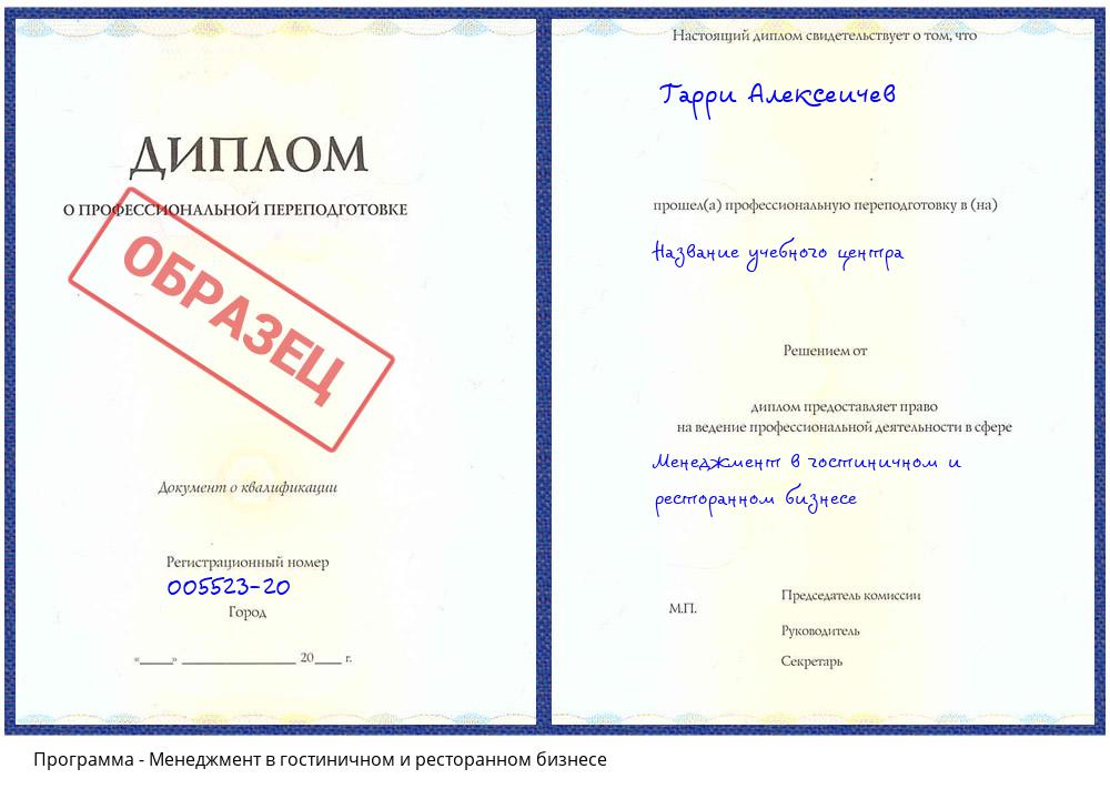 Менеджмент в гостиничном и ресторанном бизнесе Грозный