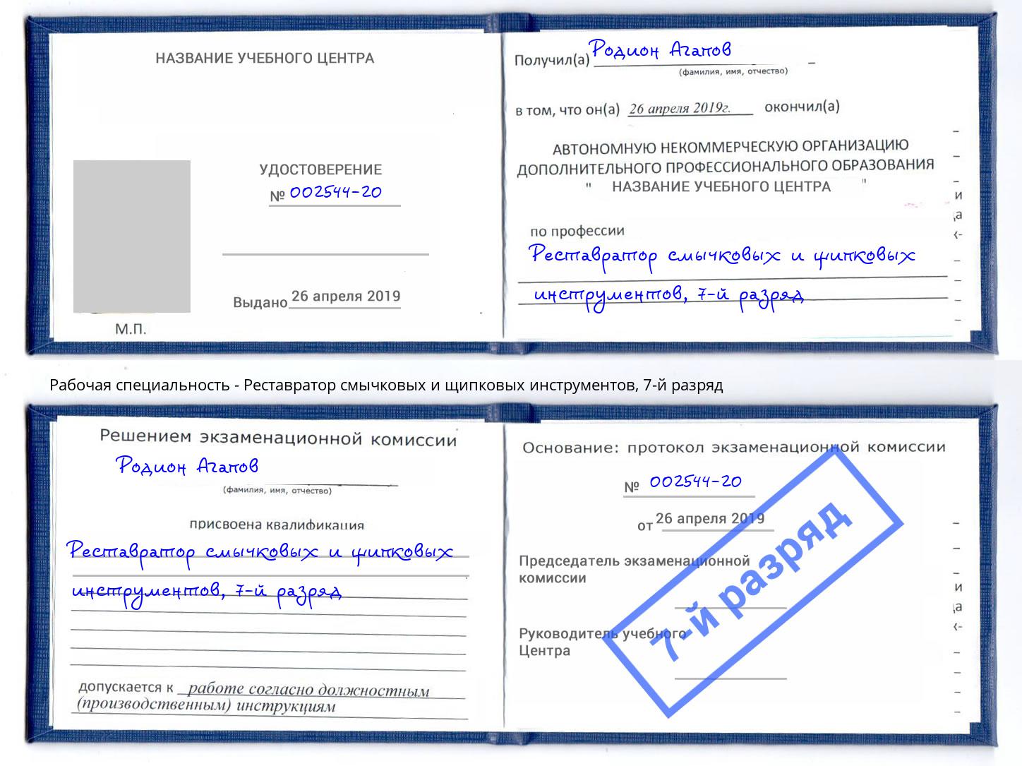 корочка 7-й разряд Реставратор смычковых и щипковых инструментов Грозный