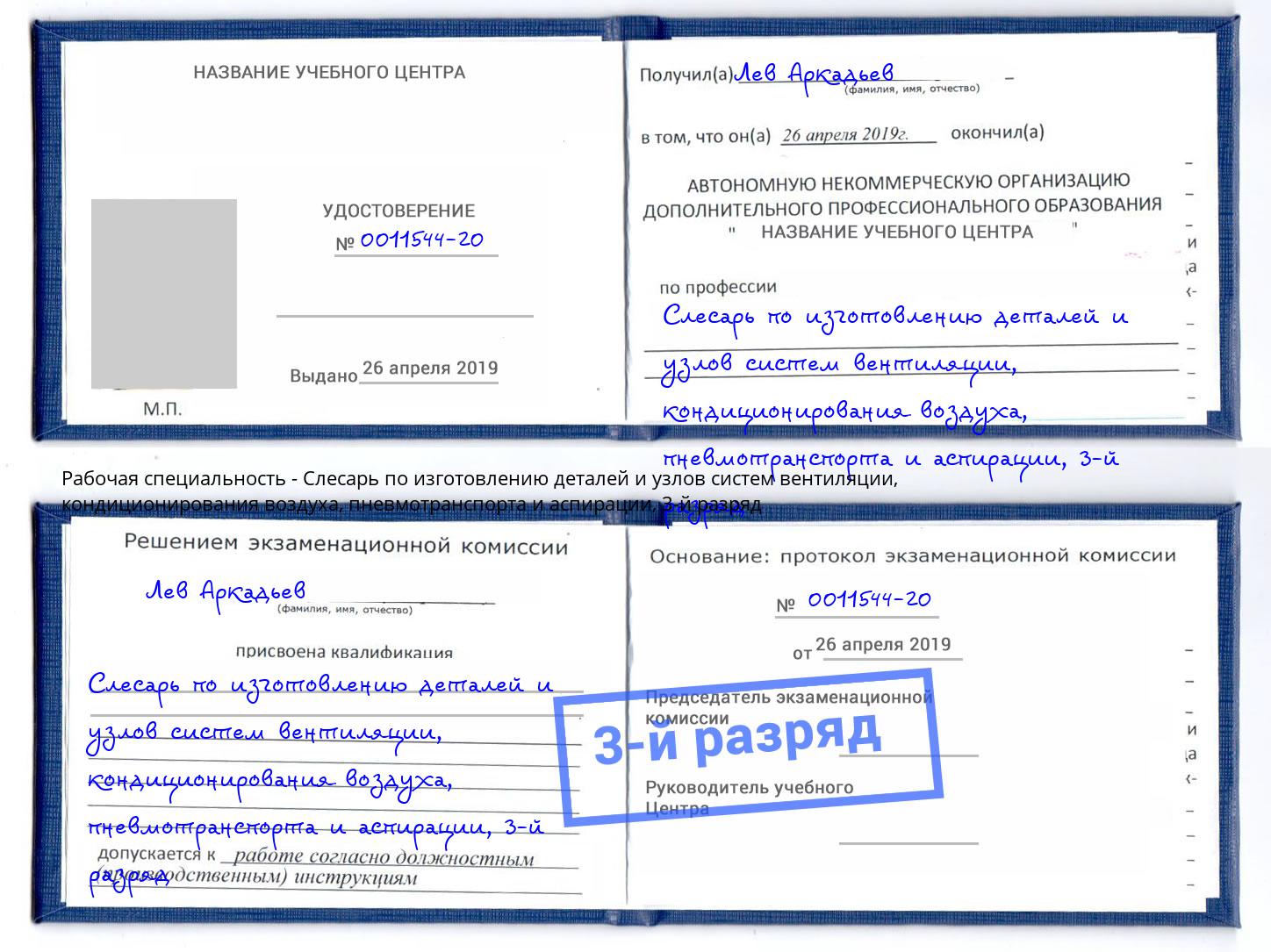 корочка 3-й разряд Слесарь по изготовлению деталей и узлов систем вентиляции, кондиционирования воздуха, пневмотранспорта и аспирации Грозный